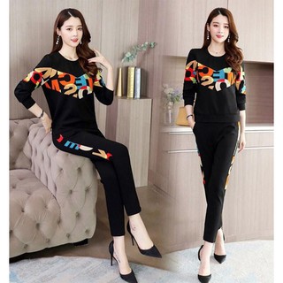 [CAO CẤP] Bộ đồ thể thao thu đông_tay dài phối chữ TT439_thun cotton 100% mềm mịn [HÀNG SHOP-XẤU KHẨU]