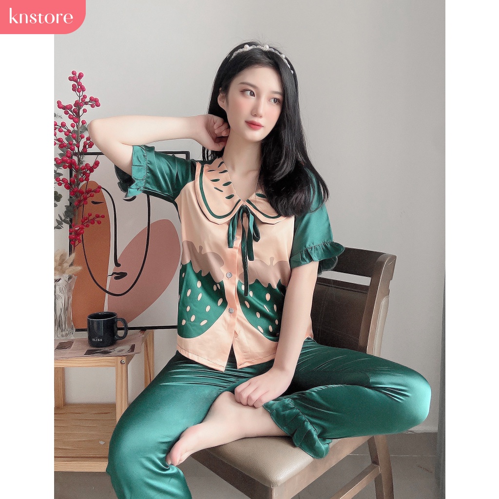 Đồ Ngủ Lụa Satin Tay Ngắn Quần Dài, Bộ Pijama Lụa Cao Cấp Mát Mịn Không Nhăn Ảnh Thật Của Shop - Kn Store | BigBuy360 - bigbuy360.vn