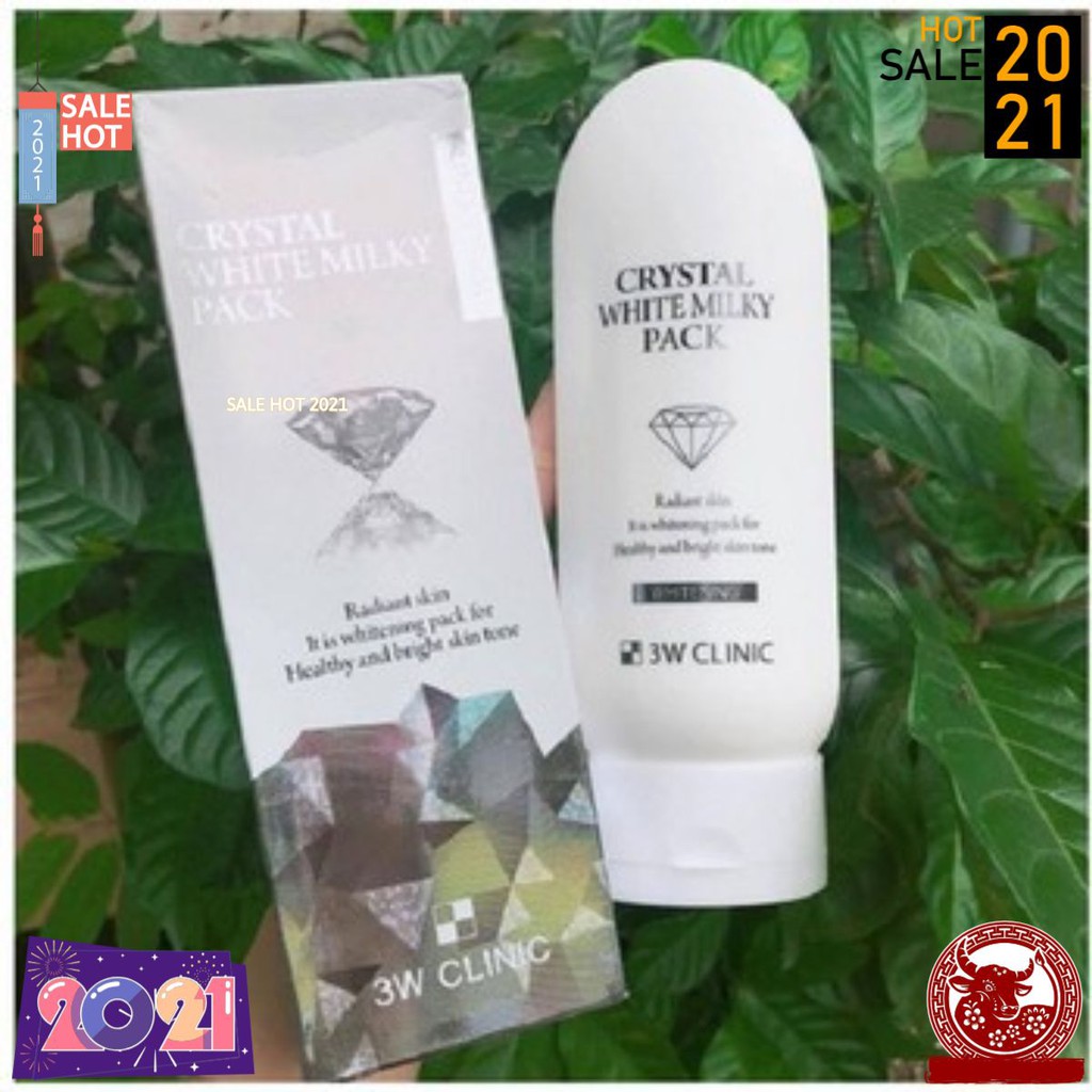 Kem ủ kích trắng da mặt toàn thân 💞𝑭𝒓𝒆𝒆𝒔𝒉𝒊𝒑💖 mỹ phẩm hàn quốc chính hãng 3W CLINIC CRYSTAL WHITE MILKY PACK