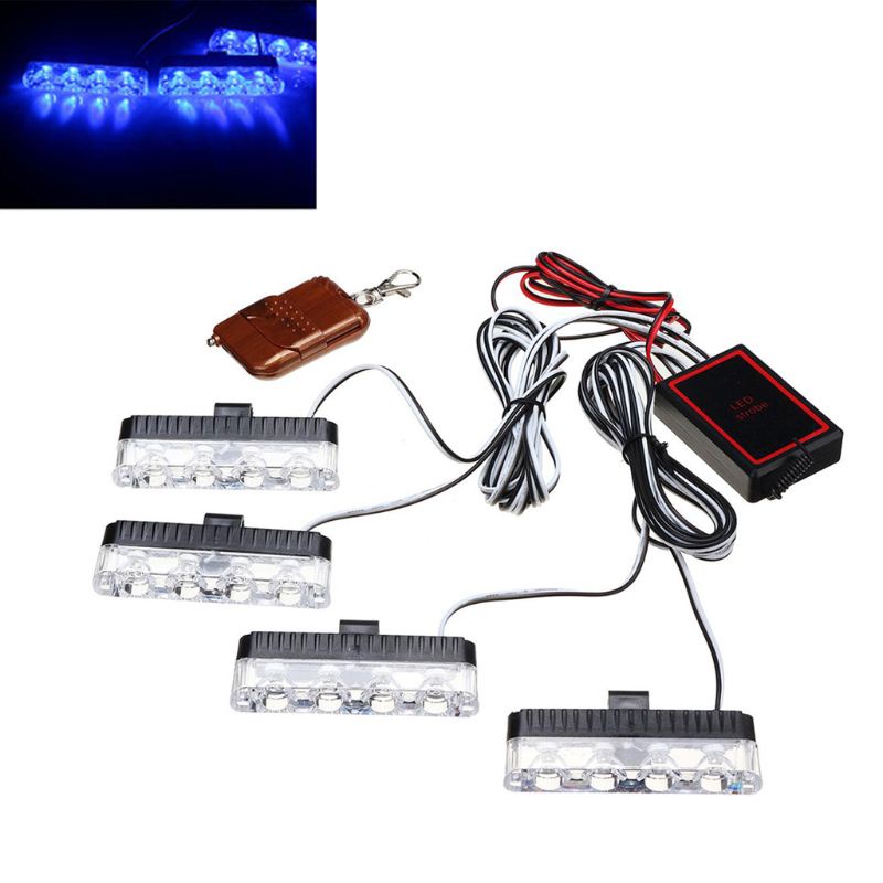 Đèn LED nhấp nháy 3 chế độ màu xanh lam/vàng/ trắng/đỏ cho lưới tản nhiệt phía trước xe ô tô cảnh sát/cứu hỏa