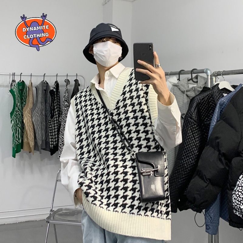 Áo len không tay cổ chữ V thời trang mùa thu size M-2XL dành cho bạn nam