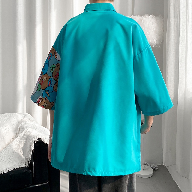 Áo Sơ Mi Mỏng Dáng Rộng Tay Ngắn In Họa Tiết Hoạt Hình Chất Lượng Cao Thời Trang Mùa Hè Hàn Quốc Cho Nam 2022