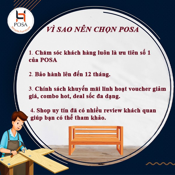 Khay trà có tay cầm gỗ tự nhiên POSA