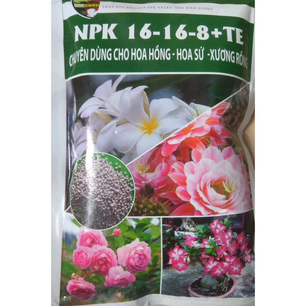 Phân bón NPK 16-16-8-TE cho hoa hồng, sứ, xương rồng... cây hoa cảnh  (200 gam)