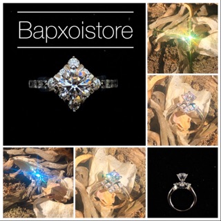 Nhẫn bạc 925 chủ Moissanite 6,5ly nước D VVS1 Ex kèm kiểm định SIÊU LUNG LINH