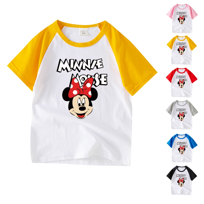 Áo Thun NgắN Tay In HoạT HìNh ChuộT Mickey Cho Bé GáI  AC034