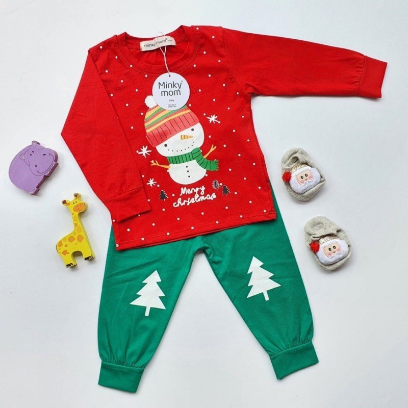 Bộ thu đông dài tay Minkymom 100% cotton phiên bản Noel mới nhất 2020 cho bé trai/bé gái