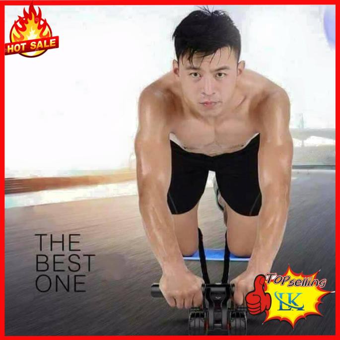 Con lăn tập bụng 4 bánh siêu chắc tặng kèm thảm