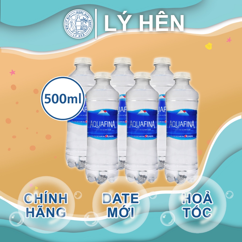Lốc 6 chai Nước Suối Tinh Khiết Đóng Chai Aquafina Chai Nhựa 500ml Date Luôn Mới