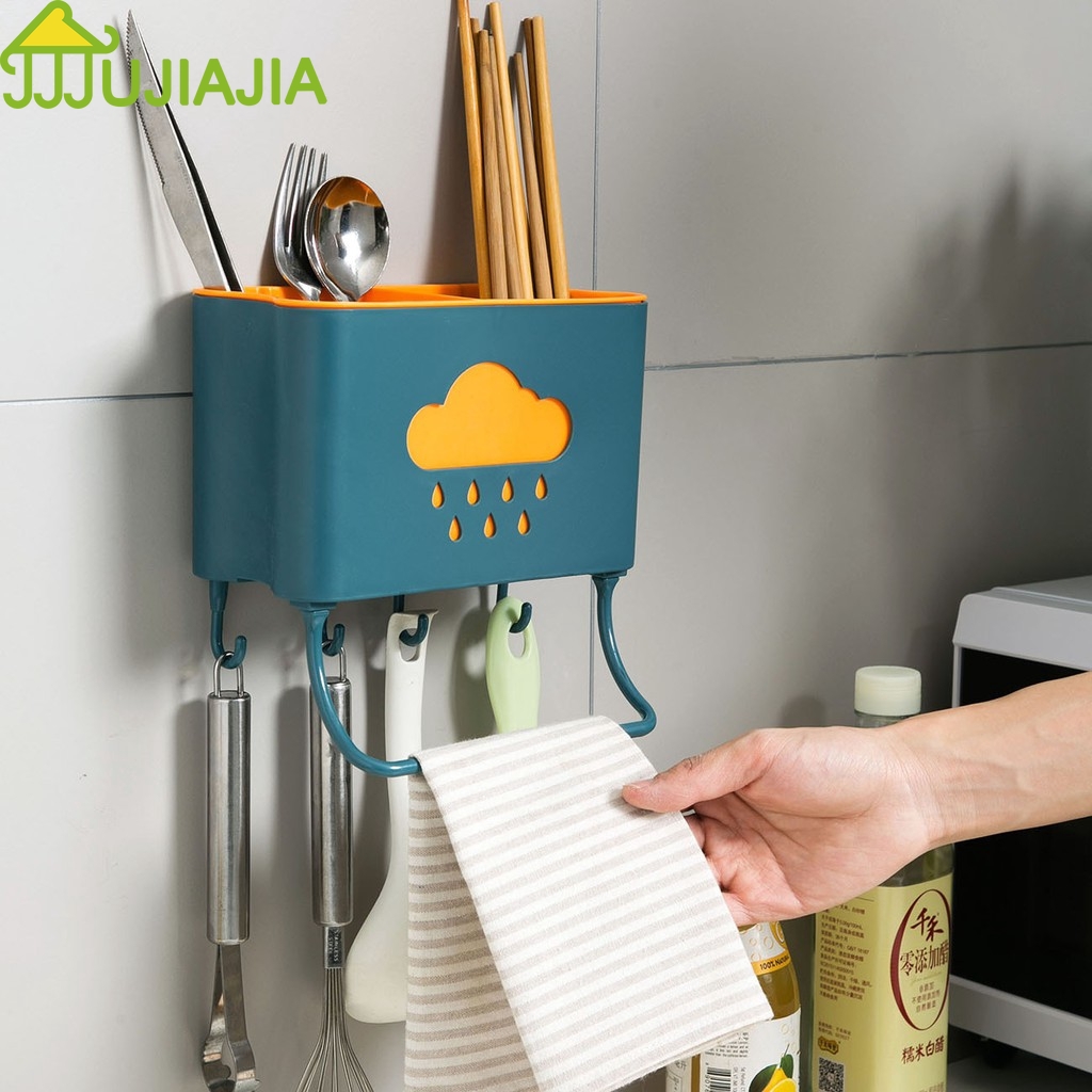 Giá Gắn Tường JUJIAJIA Đựng Đũa Muỗng Và Dụng Cụ Nhà Bếp Tiện Lợi