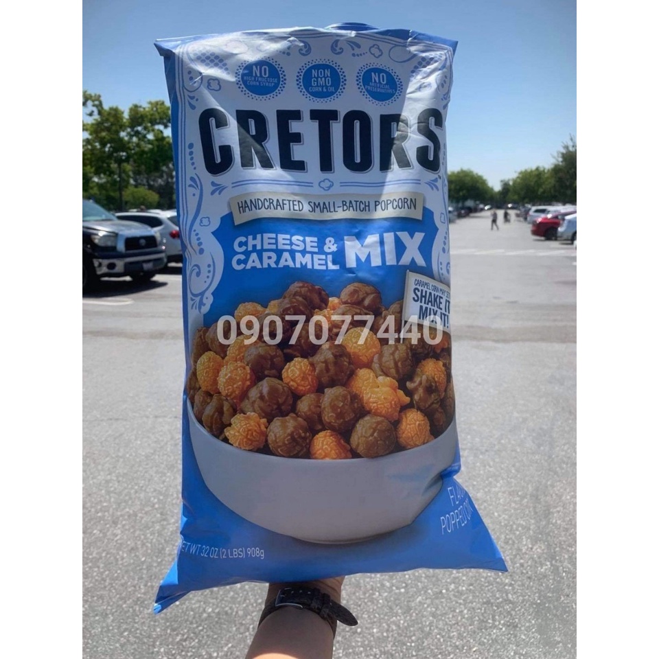 Bánh bắp Cretors date 1/2024 mix 2 Vị Caramel và Cheese 908gr làm bằng bơ thật và kem tươi - EDS Hàng Mỹ