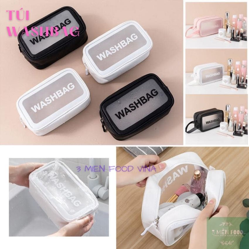 Túi đựng mỹ phẩm Washbag trong suốt có quai cao cấp,Túi đựng vật dụng cá nhân không thấm nước-3 MIEN FOOD VINA