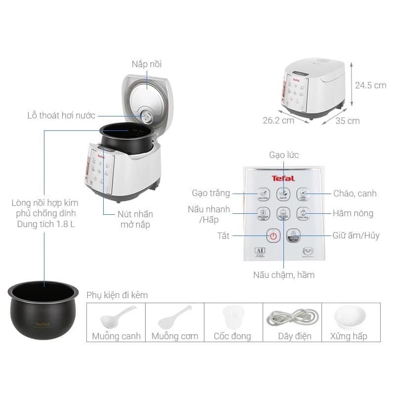 Nồi cơm điện Tefal RK732168 1,8l