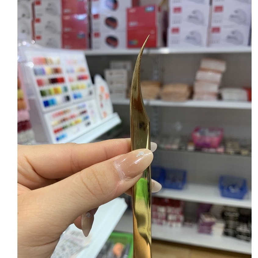 Nhíp nối mi, nhíp tách mi classic cá heo vàng gold - chuyên dụng cho thợ nối mi