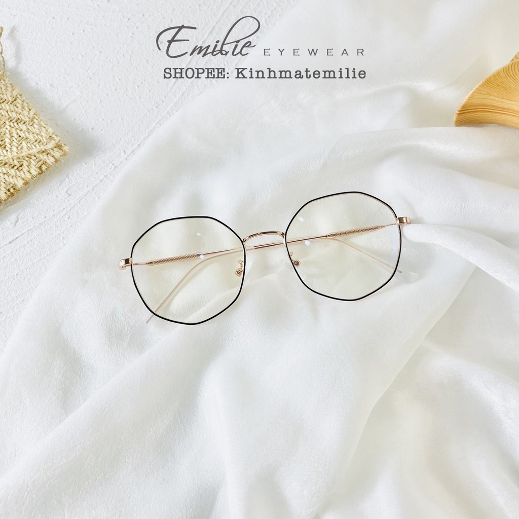 Kính gọng mảnh tròn đa giác nam nữ Emilie eyewear chất liệu kim loại phụ kiện thời trang 2979