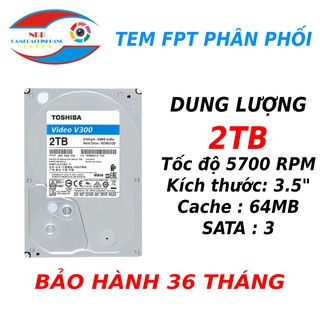 Ổ cứng HDD Toshiba V300 2TB 3.5" SATA 3 - Chuyên Dụng Camera Quan Sát