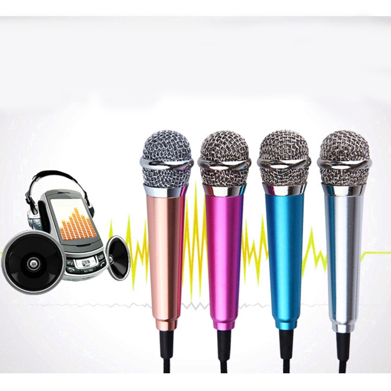 Portable 3.5mm Stereo Studio Mic KTV Karaoke Mini Microphone For Cell Phone Laptop PC Desktop 5.5cm*1.8cm Small Size Mic CEP