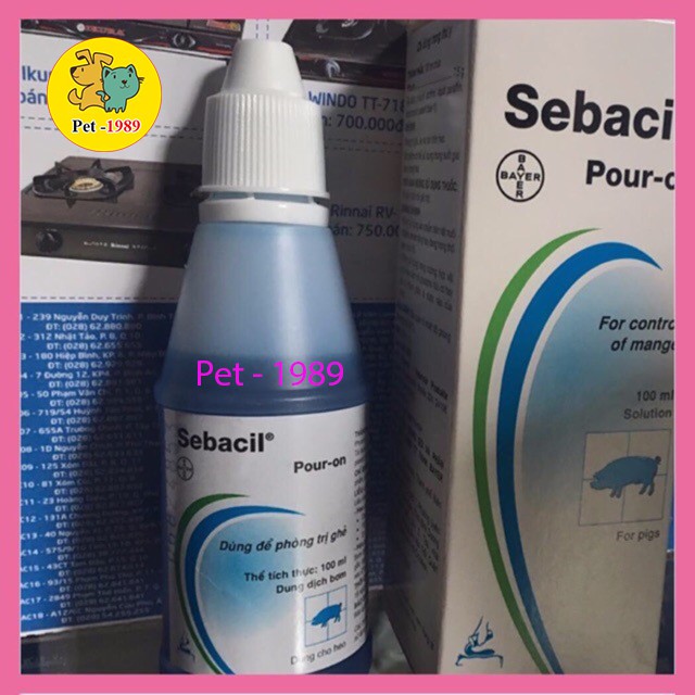 SEBACIL BAYER BÔI SỐNG LƯNG Chống VE GHẺ NẶNG HEO &amp; CHÓ &amp; Mèo Pet1989