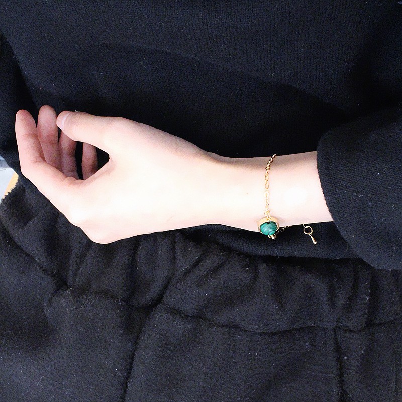 Vòng tay gắn hạt đá tự nhiên nhiều màu tùy chọn thời trang xinh xắn cho nữ