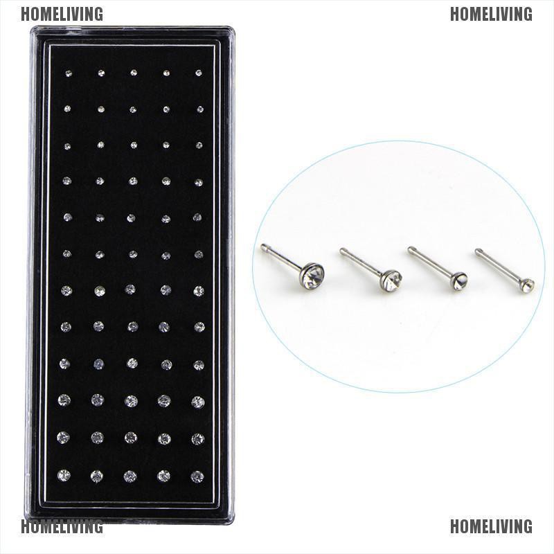 Set 60 Khuyên Mũi Bằng Thép Không Gỉ Đính Đá Cá Tính