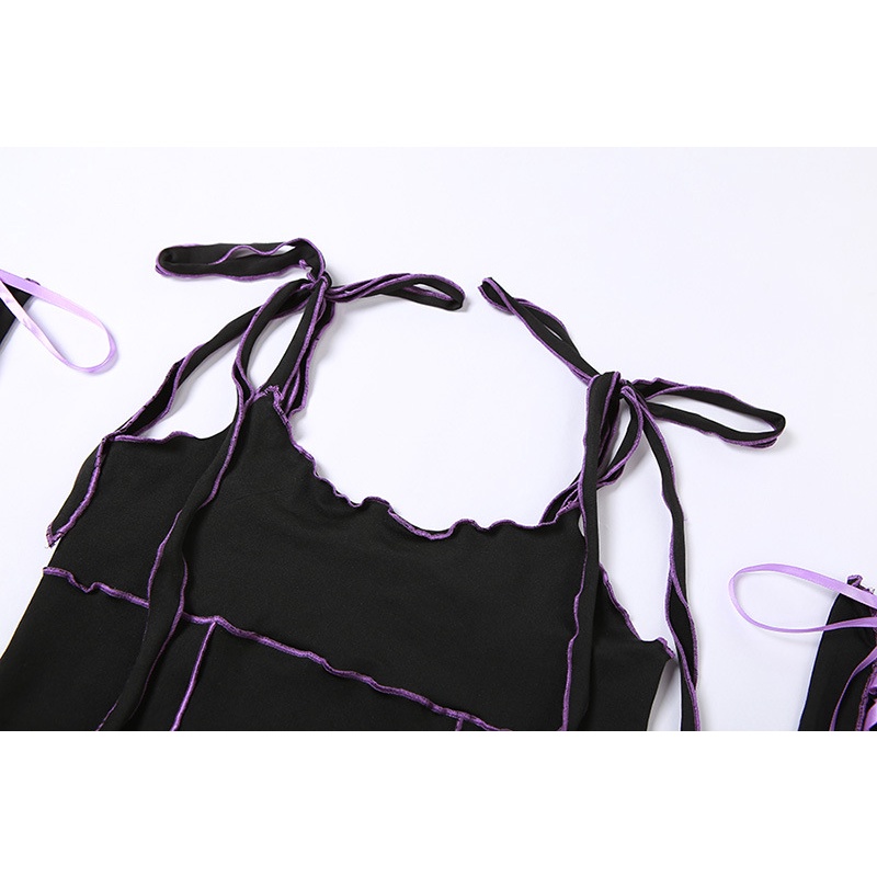 Ins Áo Tank Top Hở Lưng Có Dây Cột Phối Ren Phong Cách Bán Chạy