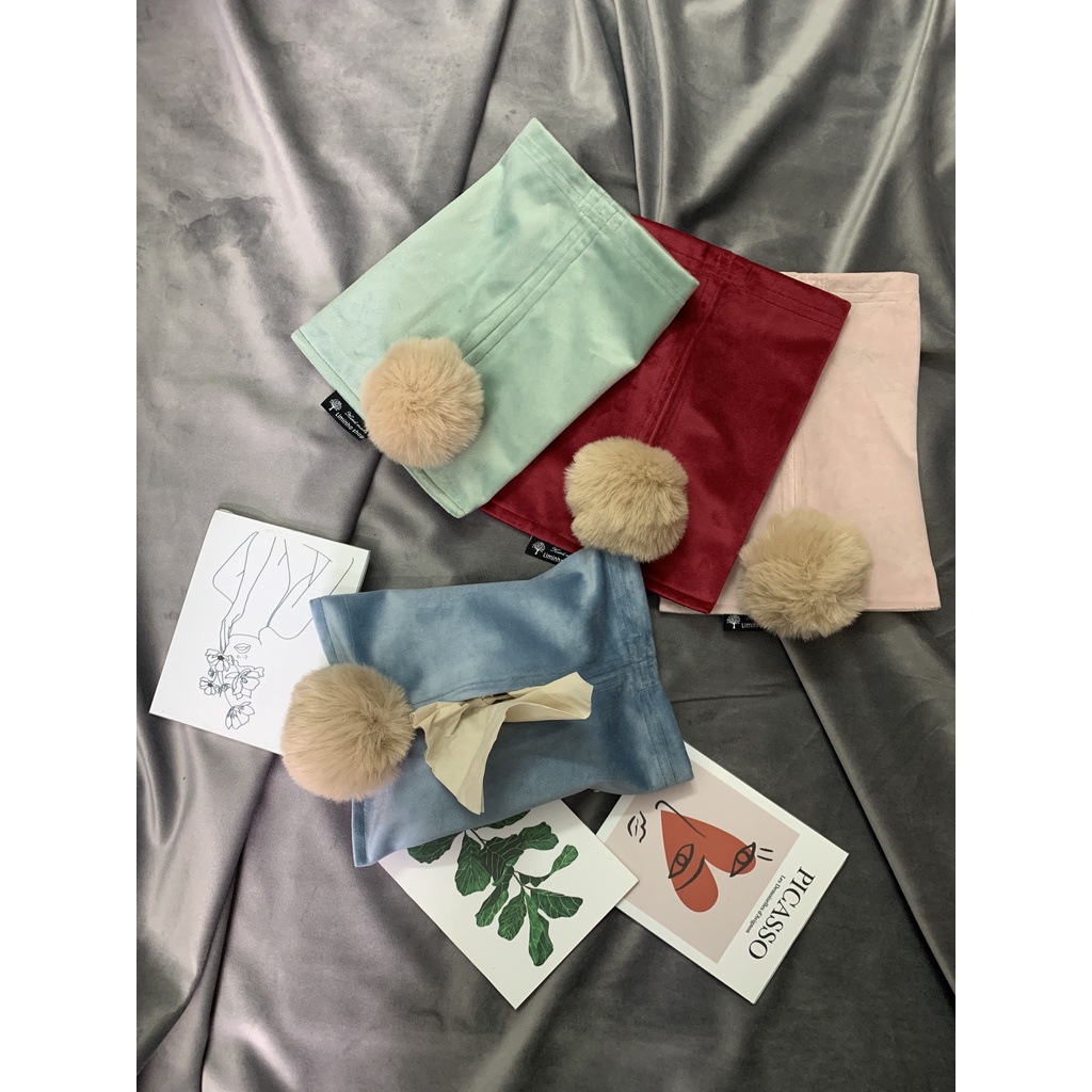 Túi đựng khăn giấy vải nhung sang trọng nhiều màu Liminho Shop