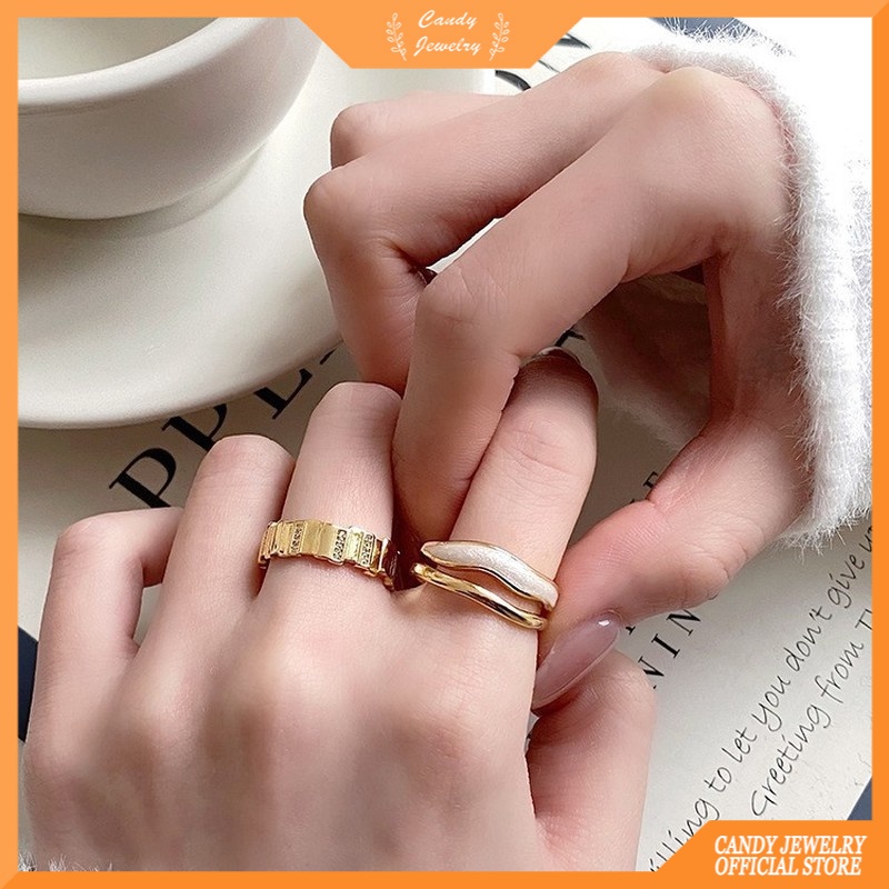 Nhẫn Đính Đá Zircon Dầu Nhỏ Giọt Phong Cách Retro Sang Trọng Cá Tính Dành Cho Nữ