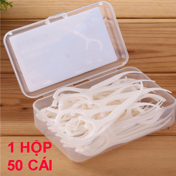 Hộp 50 cây tăm chỉ nha khoa xỉa răng tiệt trùng chăm sóc vệ sinh miệng