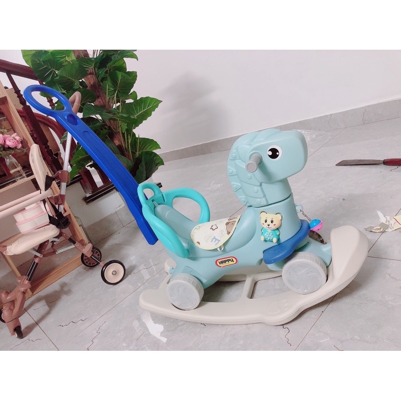 Ngựa bập bênh chòi chân 3in1 có tay đẩy