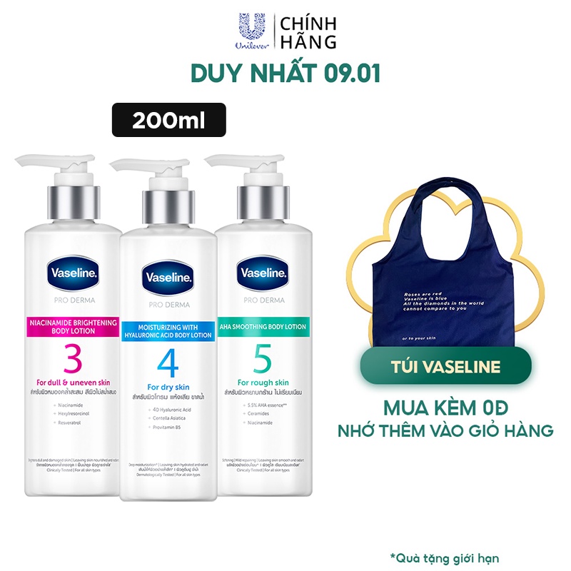 Dưỡng thể hoạt tính Vaseline dưỡng da sáng ẩm căng mịn với hoạt chất tối ưu 250ml | BigBuy360 - bigbuy360.vn