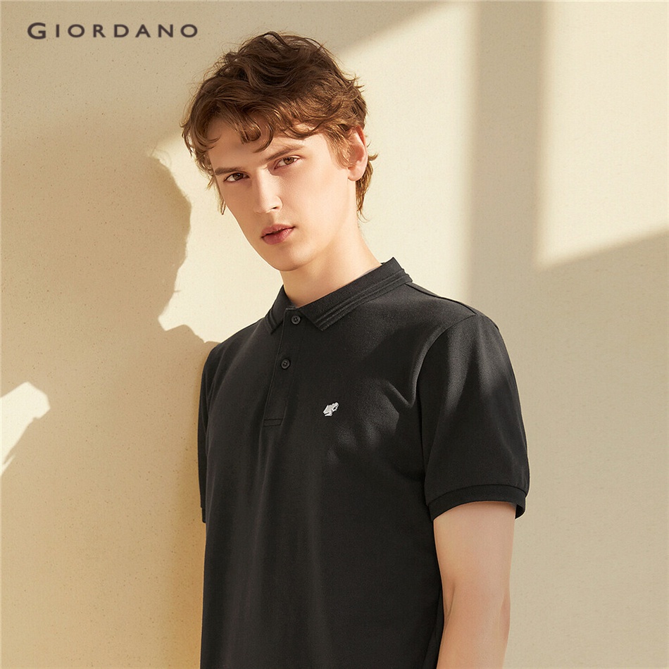 [ Mã 12FASHIONSALE1 giảm 10K đơn 50K ] Áo thun polo GIORDANO 01011388 co giãn thêu hình ếch thời trang cho nam | BigBuy360 - bigbuy360.vn