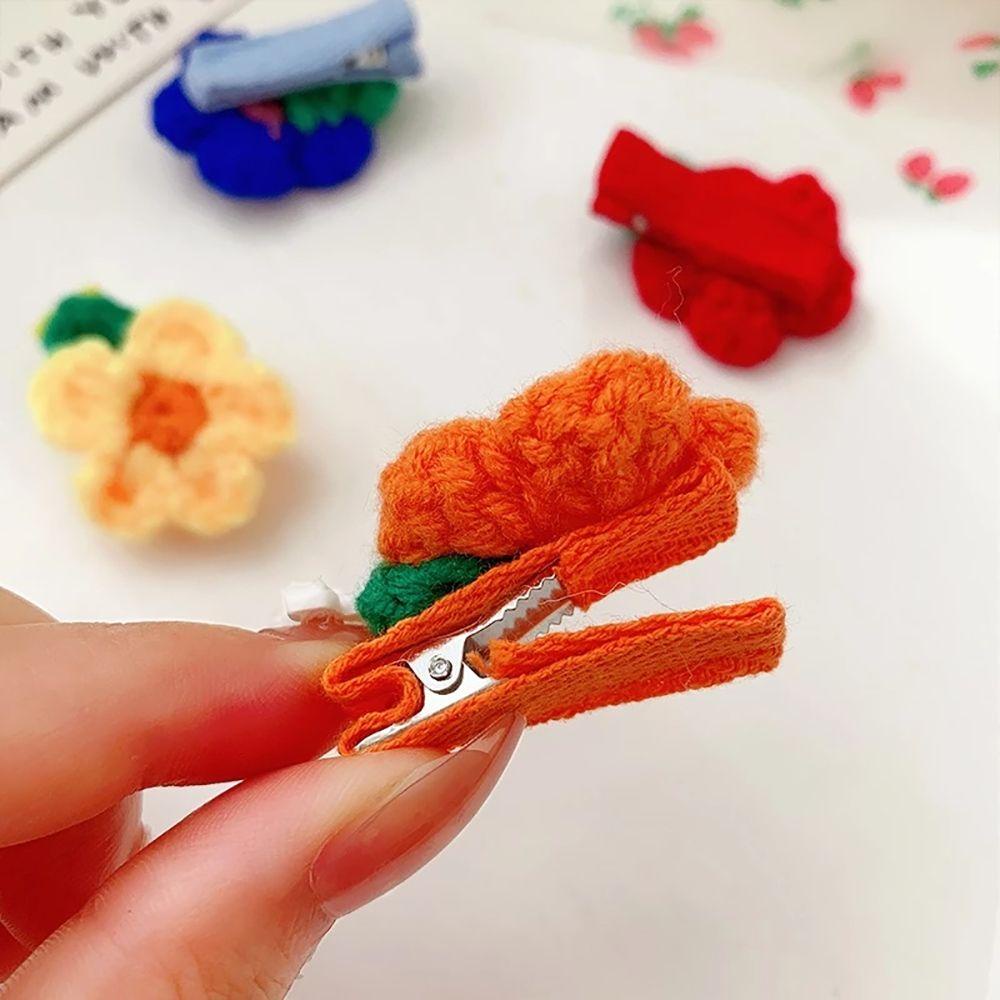TWINKLE Kẹp Tóc Mỏ Vịt Bằng Len Đính Hoa Đơn Giản Ngọt Ngào Cho Nữ