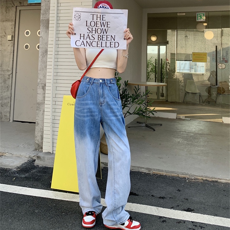 Quần Jean Dài Dáng Rộng Màu Gradient Thời Trang Cá Tính