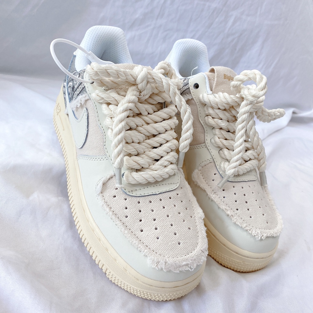 Giày thể thao Nike AF1 cavans Tu Big Bang dây thừng, Giày air force 1 dây trạc thổ cẩm phối độc lạ nam nữ hot trend 2022