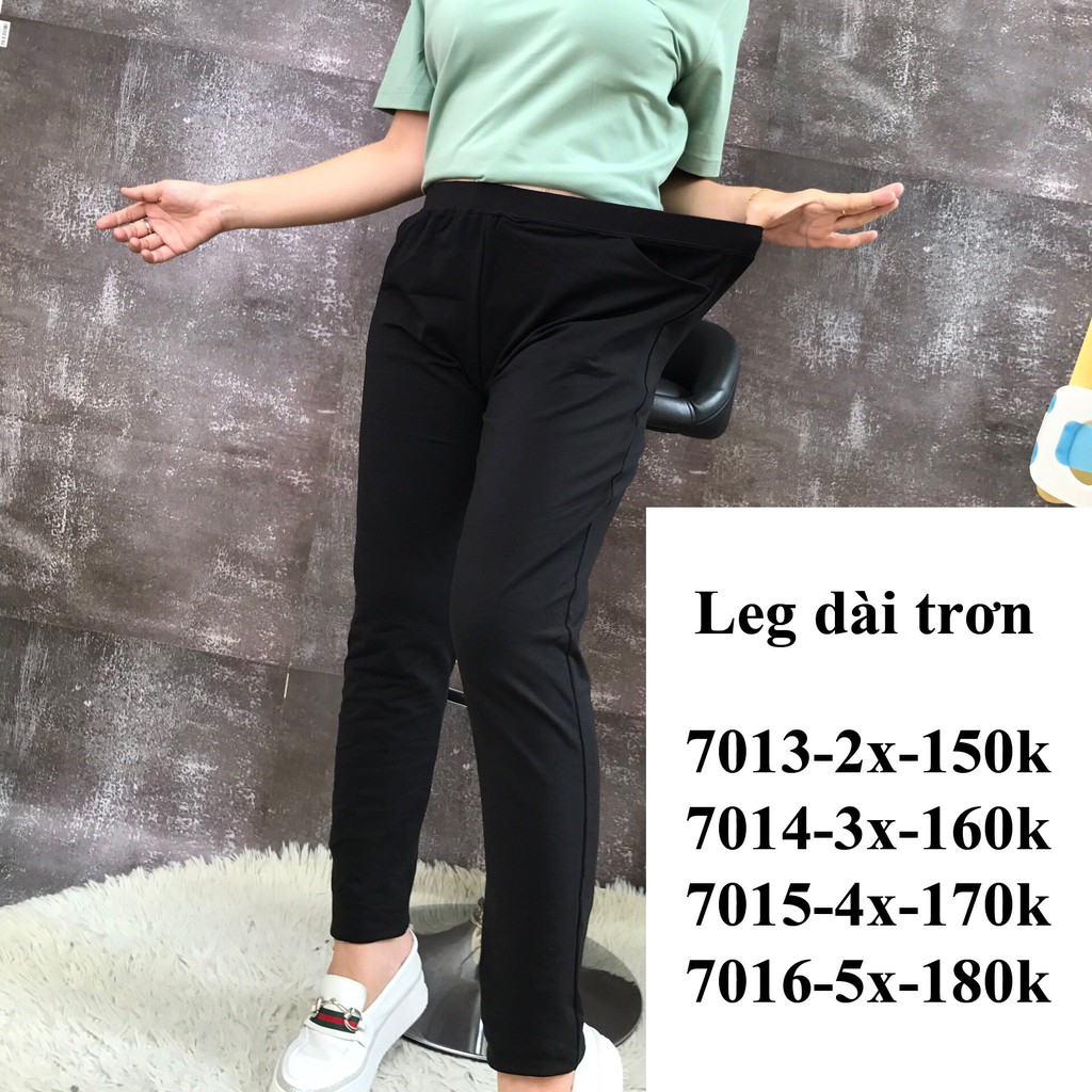 Quần leg BIG SIZE kiểu quần legging trơn có túi trước thun cotton co giãn 7013,7014,7015,7016