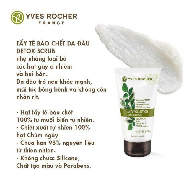 Giấm xả tóc Yves Rocher Chùm Ngây/ Mâm xôi/ Tẩy tế bào chết da đầu