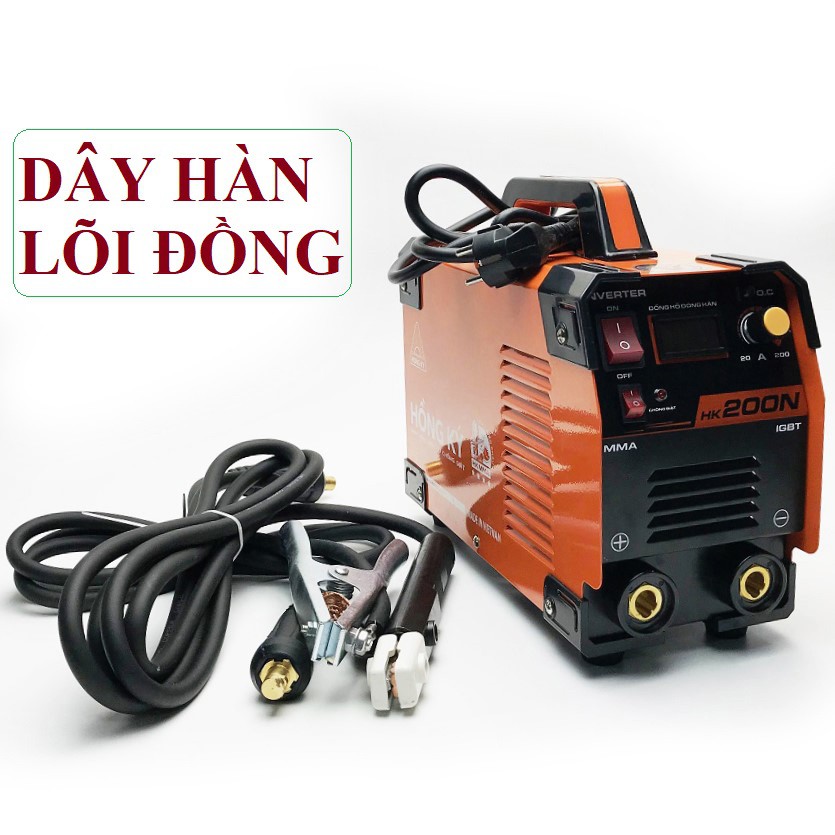 Máy hàn que điện tử Hồng Ký HK 200N, tính năng chống giật, công suất 7KVA hàn que 3.2 liên tục, BH 12 tháng