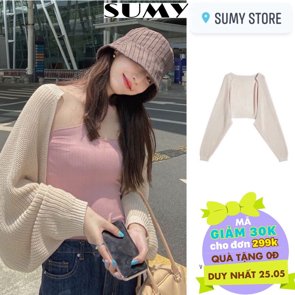 Áo khoác cardigan đen len mỏng mặc bốn mùa thiết kế tiểu thư sang chảnh đi chơi đi làm thời trang nữ SumyStore