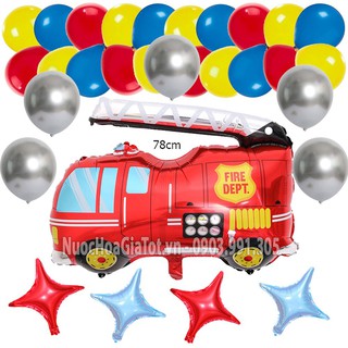 Set bong bóng Lính Xe Cứu Hỏa trang trí tiệc sinh nhật sang chảnh bé trai gái nam nữ