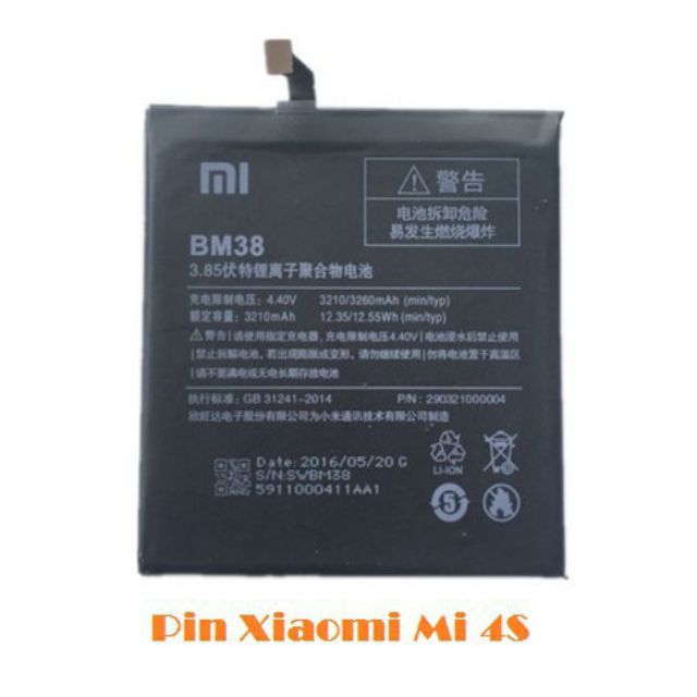 Pin xiaomi Mi 4S / Mi4S ( BM38 ) xịn mới 100% - BH 6 tháng