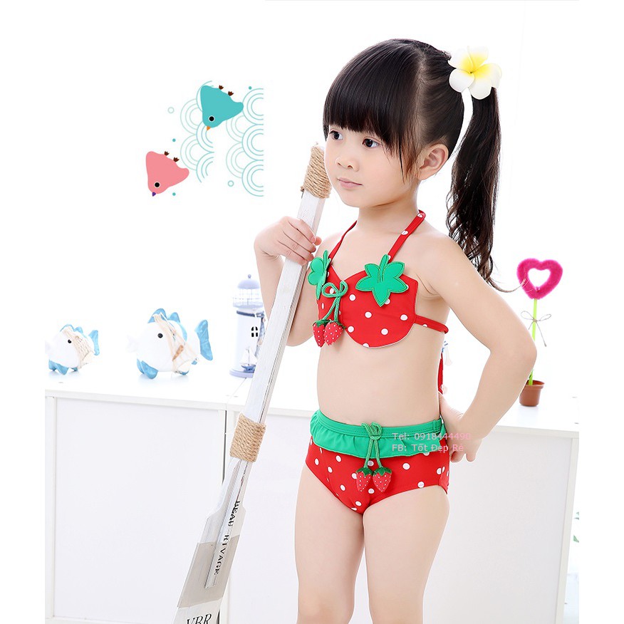 Bộ bơi cho bé gái kiểu bikini và liền thân lệch vai chất thun lạnh cao cấp