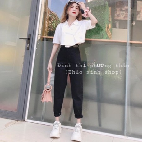 [Mã WASTUP5 giảm 10% tối đa 20K đơn 99K] Quần jeans nữ baggy màu đen cạp cao may gấu hàng đủ size | BigBuy360 - bigbuy360.vn