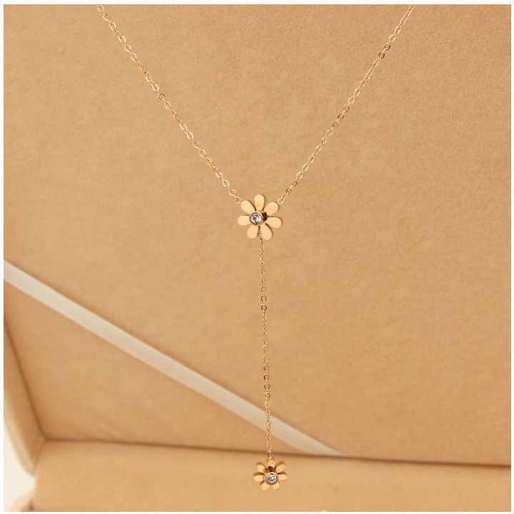 Dây Chuyền Hoa Cúc Titan Ko Đen Cao Cấp TT 2134