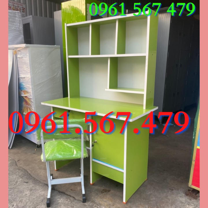 Bàn Học sinh Liền kệ rộng 1m kèm ghế tăng giảm bọc nệm - màu hồng tặng sticker | BigBuy360 - bigbuy360.vn