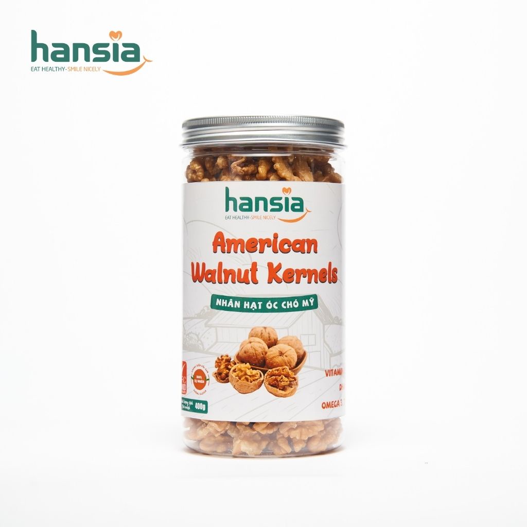 Nhân Hạt Óc Chó Vàng Mỹ Organic HANSIA Giàu Omega 3 Và Dinh Dưỡng Tốt Cho Mọi Lứa Tuổi, Dễ Ăn Béo Ngậy Hộp 200g - 400g