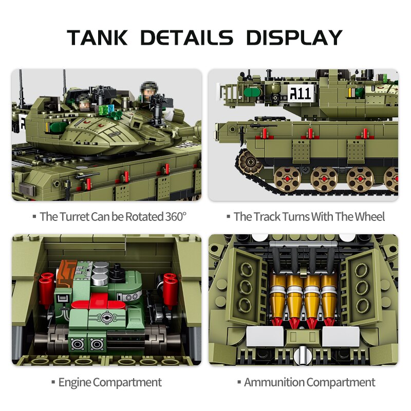 Đồ chơi Lắp ráp Mô hình  Xe Tăng PANLOS 632009 Military Series WW2 Israel MK4 Main Battle Tank