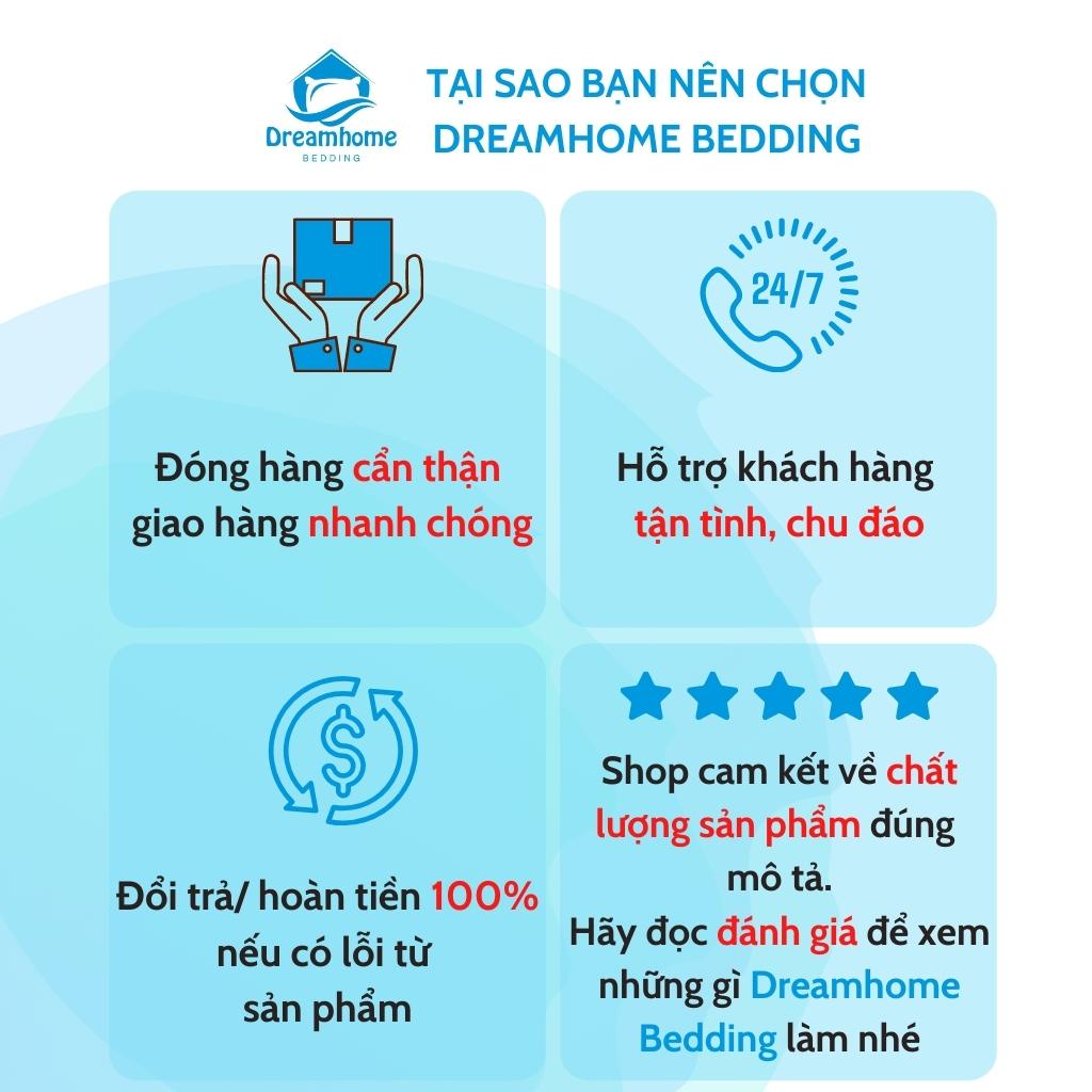 Bộ ga gối cotton 100% Dreamhome Ga trải giường bo chun đủ size đệm 1m6 1m8, vỏ gối 45x65 lót bông dày dặn | BigBuy360 - bigbuy360.vn
