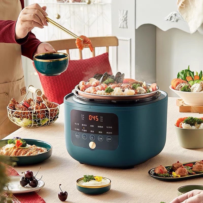 Nồi áp suất điện đa năng BEAR 5L màu xanh bảo hành 12 tháng