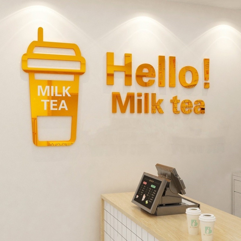 Decal dán nổi drink trang trí phòng trà, quán cafe, trà sữa, quán ăn vặt, ăn nhanh