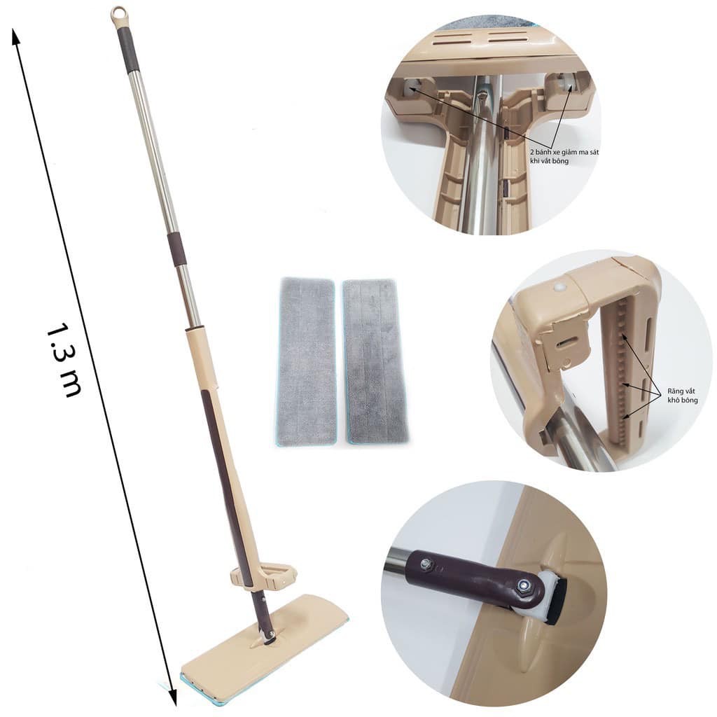 Chổi lau nhà tự vắt, Cây lau nhà tự vắt xoay 360 có miếng lau thay thế